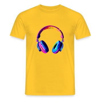 Casque Écouter de la musique Musicien chantant Gamer Singer - T-shirt homme - jaune - Devant - AI Model Male 178 dark (178cm)