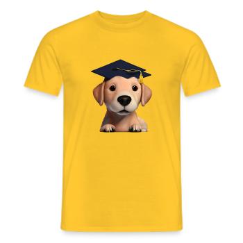 Bachelor's degree Golden Retriever High school diploma - Men's T-Shirt - yellow - Front - AI Model Male 178 dark (178cm)