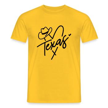 Texas Cowboy Heart Love - Men's T-Shirt - yellow - Front - AI Model Male 178 dark (178cm)