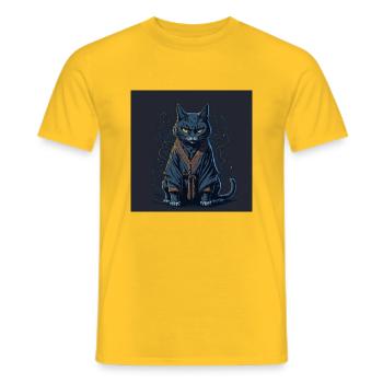 samouraï cat in pyjamas - T-shirt homme - jaune - Devant - AI Model Male 178 dark (178cm)