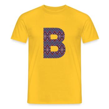 Monogram Letter B- geometric pattern - Men's T-Shirt - yellow - Front - AI Model Male 178 dark (178cm)
