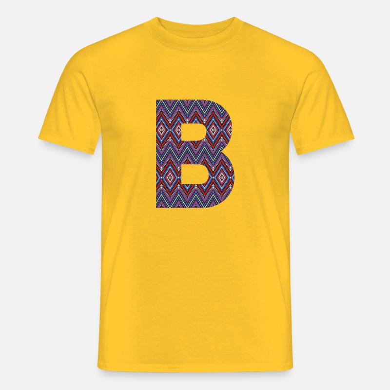 Monogramm Buchstabe B - geometrisches Muster - Männer T-Shirt - Gelb