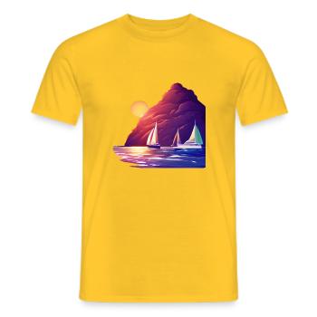 Sailing Sailboat Sailing Sailing Sailing Ship - Men's T-Shirt - yellow - Front - AI Model Male 178 dark (178cm)