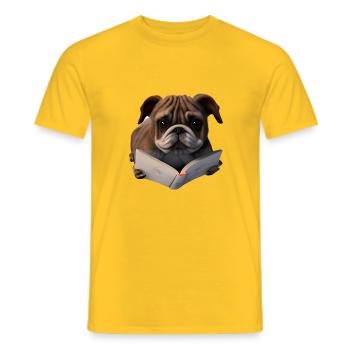Hund Hundebesitzer Bulldogge Buch lesen Hunde - Männer T-Shirt - Gelb - Vorne - AI Model Male 178 dark (178cm)
