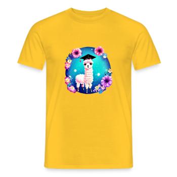 Certificat de fin d’études en alpaga - T-shirt homme - jaune - Devant - AI Model Male 178 dark (178cm)