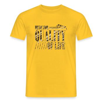 Groupe de musique rock Guitare rétro Heavy Metal vintage - T-shirt homme - jaune - Devant - AI Model Male 178 dark (178cm)
