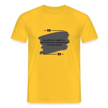 Les pêcheurs, experts en excuses pour les poissons - T-shirt homme - jaune - Devant - AI Model Male 178 dark (178cm)