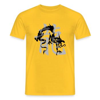 dragon4 noir kanji dragon - T-shirt homme - jaune - Devant - AI Model Male 178 dark (178cm)