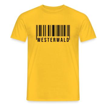 Westerwald Strichcode - Männer T-Shirt - Gelb - Vorne - AI Model Male 178 dark (178cm)