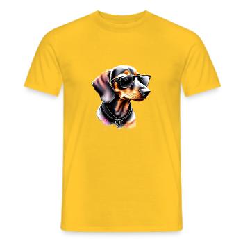 Hundehalter Dachshund Hund Dackelwelpe Hunde - Männer T-Shirt - Gelb - Vorne - AI Model Male 178 dark (178cm)