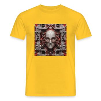 Au-delà des esprits et des machines - T-shirt homme - jaune - Devant - AI Model Male 178 dark (178cm)