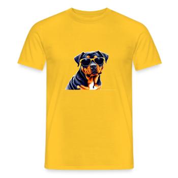 Rottweiler Dog Puppy Rottweiler Puppy Dogs - Men's T-Shirt - yellow - Front - AI Model Male 178 dark (178cm)