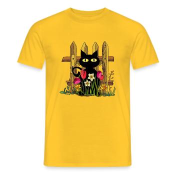 Cat - Men's T-Shirt - yellow - Front - AI Model Male 178 dark (178cm)