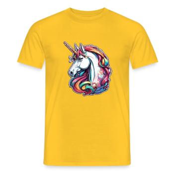Licorne / Cheval / Fille / Créature mythique / Conte de fées - T-shirt homme - jaune - Devant - AI Model Male 178 dark (178cm)