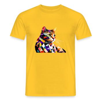 Chat, Chaton, Chat domestique, Propriétaire de chat, Animal de compagnie - T-shirt homme - jaune - Devant - AI Model Male 178 dark (178cm)