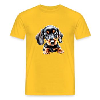 Dackelwelpe Hunde Dachshund Hund Hundehalter - Männer T-Shirt - Gelb - Vorne - AI Model Male 178 dark (178cm)
