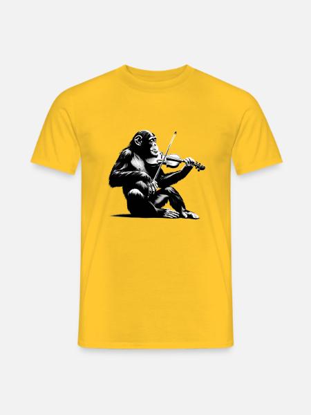 Violine Affen Orchester StreetArt Banksy Style - Männer T-Shirt - Gelb