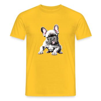 Bouledogue français Chiens Chien Propriétaire Chien - T-shirt homme - jaune - Devant - AI Model Male 178 dark (178cm)