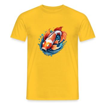 Koi Carpe / Poisson / Japonais / Étang / Eau - T-shirt homme - jaune - Devant - AI Model Male 178 dark (178cm)