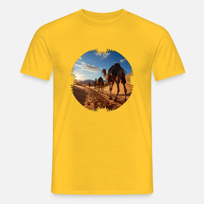 Reise mit einer Kamelkarawane - Männer T-Shirt - Gelb
