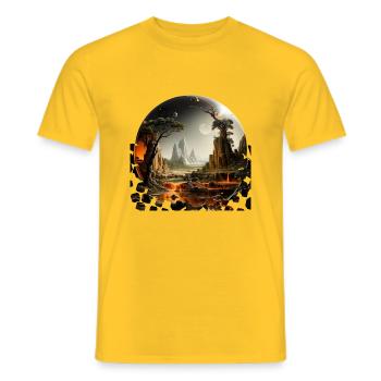 Humanity's dream of exploring distant worlds - Men's T-Shirt - yellow - Front - AI Model Male 178 dark (178cm)
