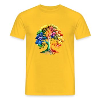 Tree of Life Celtic Tree of Life Meditation - Men's T-Shirt - yellow - Front - AI Model Male 178 dark (178cm)