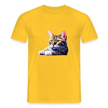 Propriétaire de chat Chat domestique Chat Chat siamois Chaton - T-shirt homme - jaune - Devant - AI Model Male 178 dark (178cm)