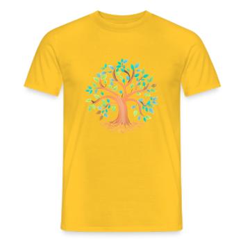 Tree of Life Meditation Celtic Tree of Life - Men's T-Shirt - yellow - Front - AI Model Male 178 dark (178cm)