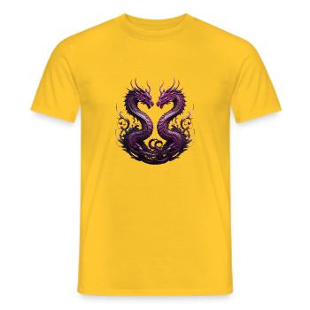 Two Mystical Dragons - Men's T-Shirt - yellow - Front - AI Model Male 178 dark (178cm)