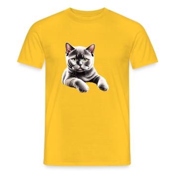 Kater Katze Katzenbaby Britisch Kurzhaarkatze - Männer T-Shirt - Gelb - Vorne - AI Model Male 178 dark (178cm)