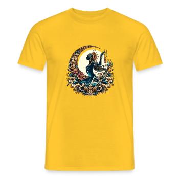 Vintage Goddess with Floral Moon - Men's T-Shirt - yellow - Front - AI Model Male 178 dark (178cm)