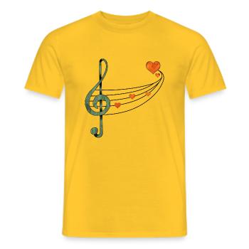 Music - Men's T-Shirt - yellow - Front - AI Model Male 178 dark (178cm)