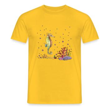Sea horse - Men's T-Shirt - yellow - Front - AI Model Male 178 dark (178cm)