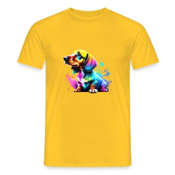 Teckel Chien Teckel Chiot Chiens Propriétaire De Chien - T-shirt homme - jaune - Devant - AI Model Male 178 dark (178cm)