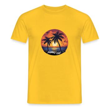 Style de vie de plage de Florida Beach, logo - T-shirt homme - jaune - Devant - AI Model Male 178 dark (178cm)