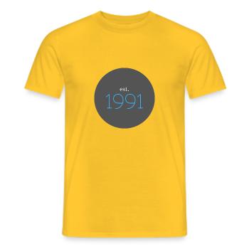 est. 1991, Birthday, Date, 90s, Year - Men's T-Shirt - yellow - Front - AI Model Male 178 dark (178cm)
