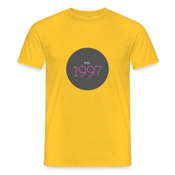 est. 1997, Birthday, Date, 90s, Year - Men's T-Shirt - yellow - Front - AI Model Male 178 dark (178cm)