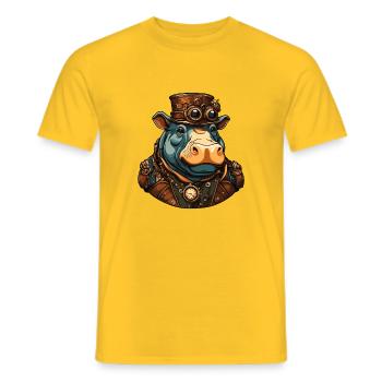 Nilpferd - Männer T-Shirt - Gelb - Vorne - AI Model Male 178 dark (178cm)