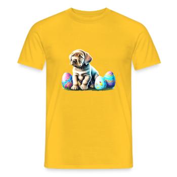 Oeufs de Pâques chiot Labrador Retriever - T-shirt homme - jaune - Devant - AI Model Male 178 dark (178cm)