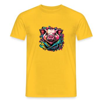 Cochon porte-bonheur Cochon - T-shirt homme - jaune - Devant - AI Model Male 178 dark (178cm)