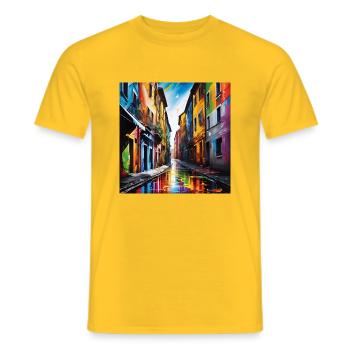 Fantastische Straßen - Männer T-Shirt - Gelb - Vorne - AI Model Male 178 dark (178cm)