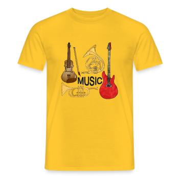 Musikinstrument - T-shirt herr - gul - Fram - AI Model Male 178 dark (178cm)