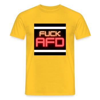 FUCK against the right - Men's T-Shirt - yellow - Front - AI Model Male 178 dark (178cm)