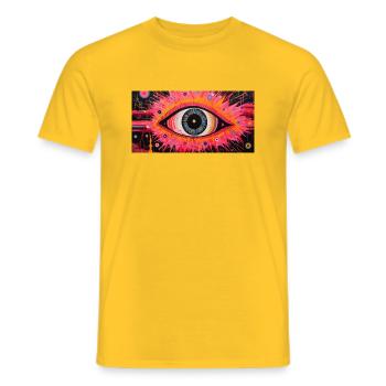 Abstract, surreal and colorful open eye. - Men's T-Shirt - yellow - Front - AI Model Male 178 dark (178cm)