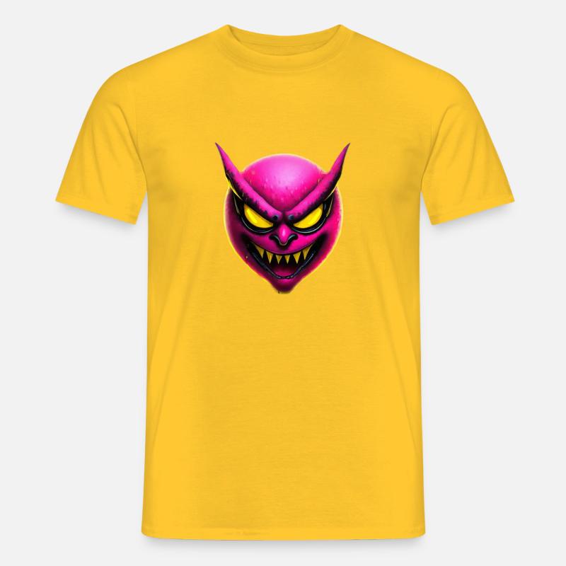 Pinker böser Smilie - Männer T-Shirt - Gelb