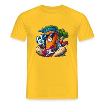 Rock 'n' Roll Rebell will Spass und Humor - Männer T-Shirt - Gelb - Vorne - AI Model Male 178 dark (178cm)