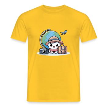 Cute Kawaii Little Explorer - Men's T-Shirt - yellow - Front - AI Model Male 178 dark (178cm)