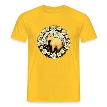Capybara - Men's T-Shirt - yellow - Front - AI Model Male 178 dark (178cm)