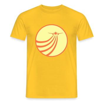 Airplane Flying In The Sun Flying Stripe Round - Men's T-Shirt - yellow - Front - AI Model Male 178 dark (178cm)