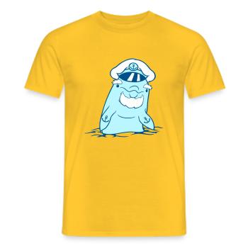 drôle vieux dauphin capitaine mignon dessin animé bande dessinée - T-shirt homme - jaune - Devant - AI Model Male 178 dark (178cm)